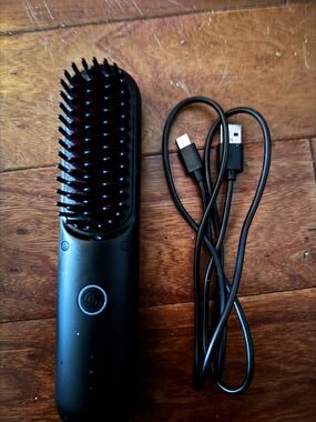 TYMO Black Heated Straightening Brush for Women - Portable USB Hair Styler